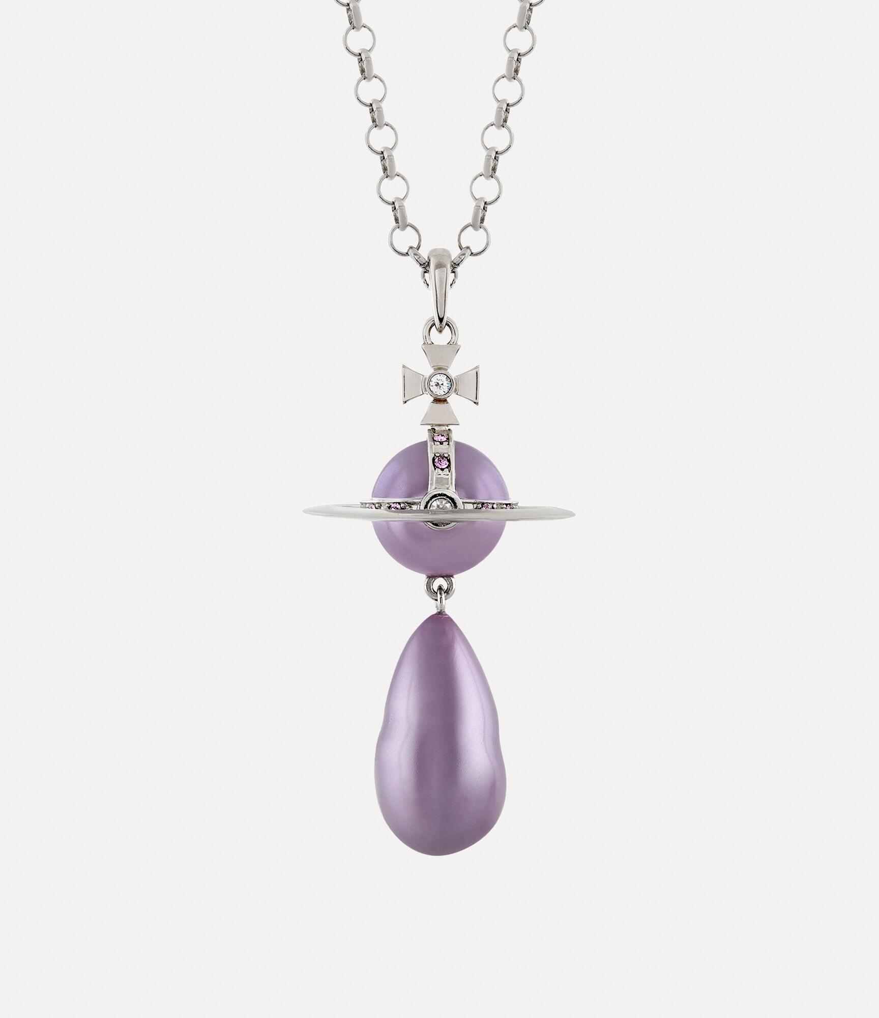 Giant Pearl Drop Pendant（铂金色/虹彩紫色/水晶/淡紫色珍珠 