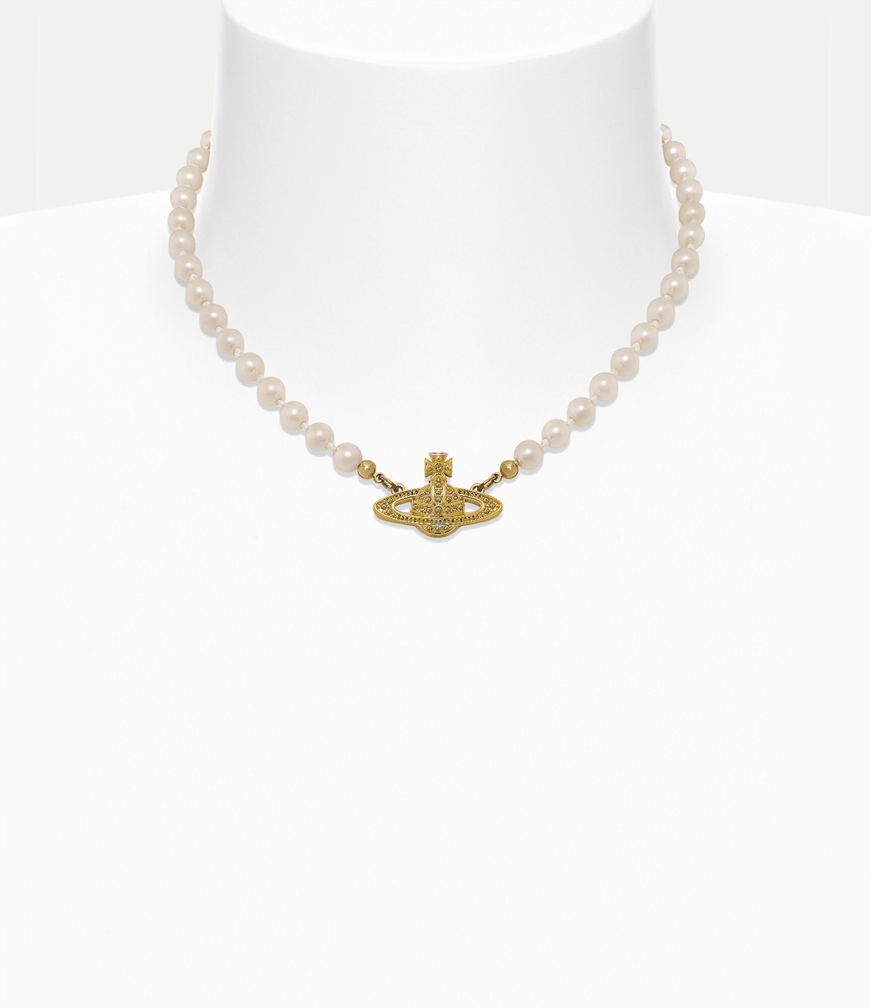 Mini Bas Relief Pendant Necklace - Vivienne Westwood - Brass - Silver