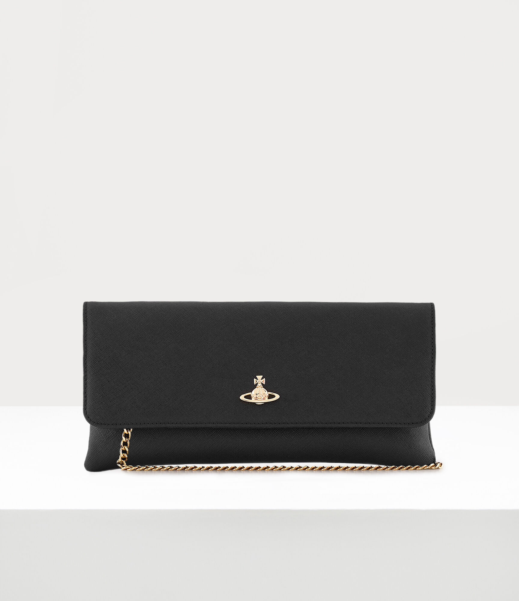 Saffiano Clutch Bag With Flap in BLACK | Vivienne Westwood®