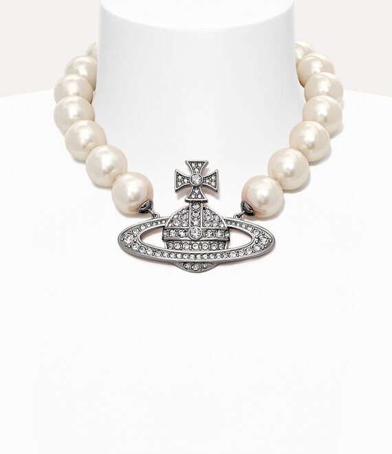 Neysa Necklace in PLATINUM-CREAMROSE-Pearl-CRYSTAL-Crystal | Vivienne ...