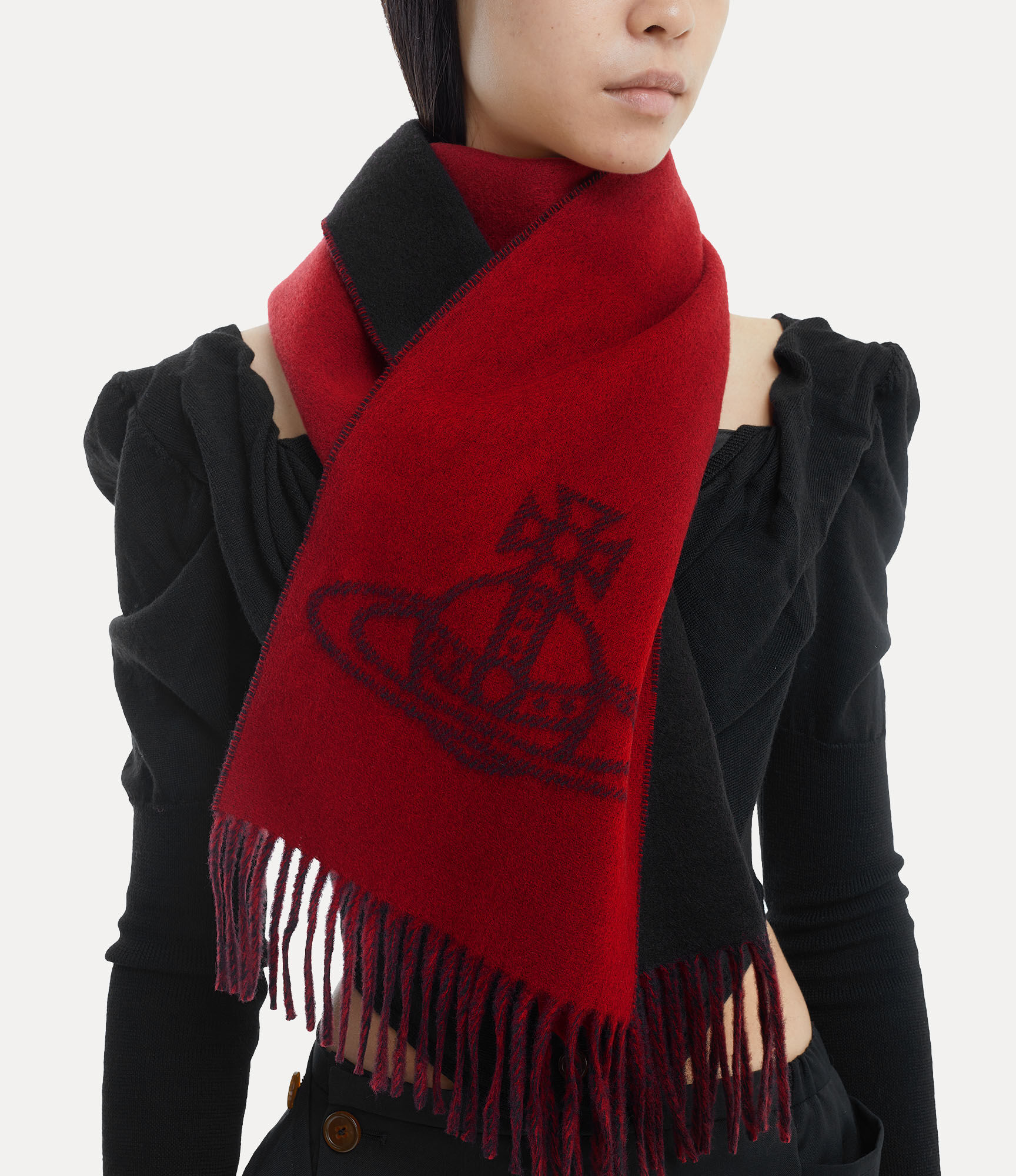 Double Face Single Orb Scarf（黑色） | Vivienne Westwood®