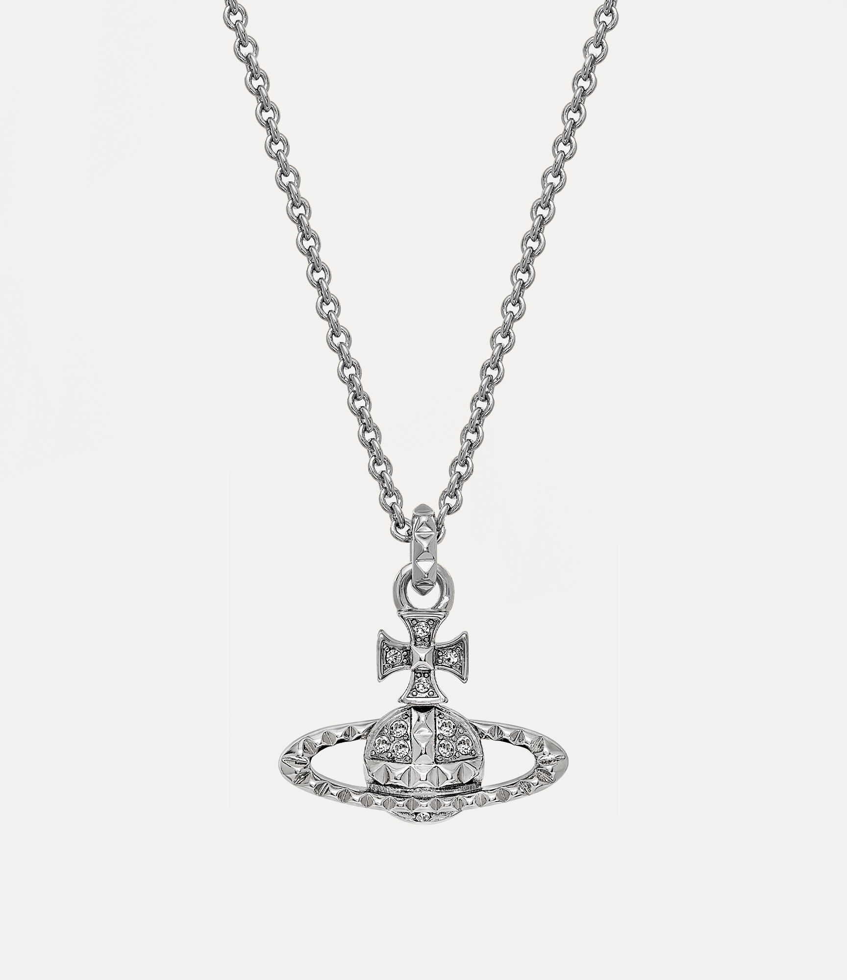 The Mayfair Bas Relief Pendant necklace features silver-tone