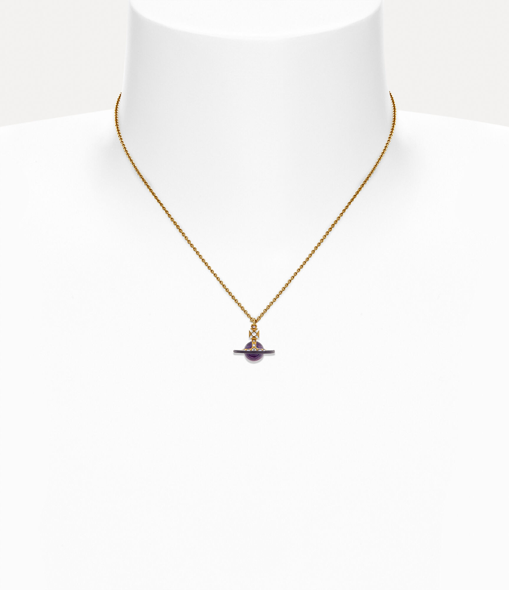 Tiny Orb Pendant in gold-crystal-lavender-cz-lavender-enamel