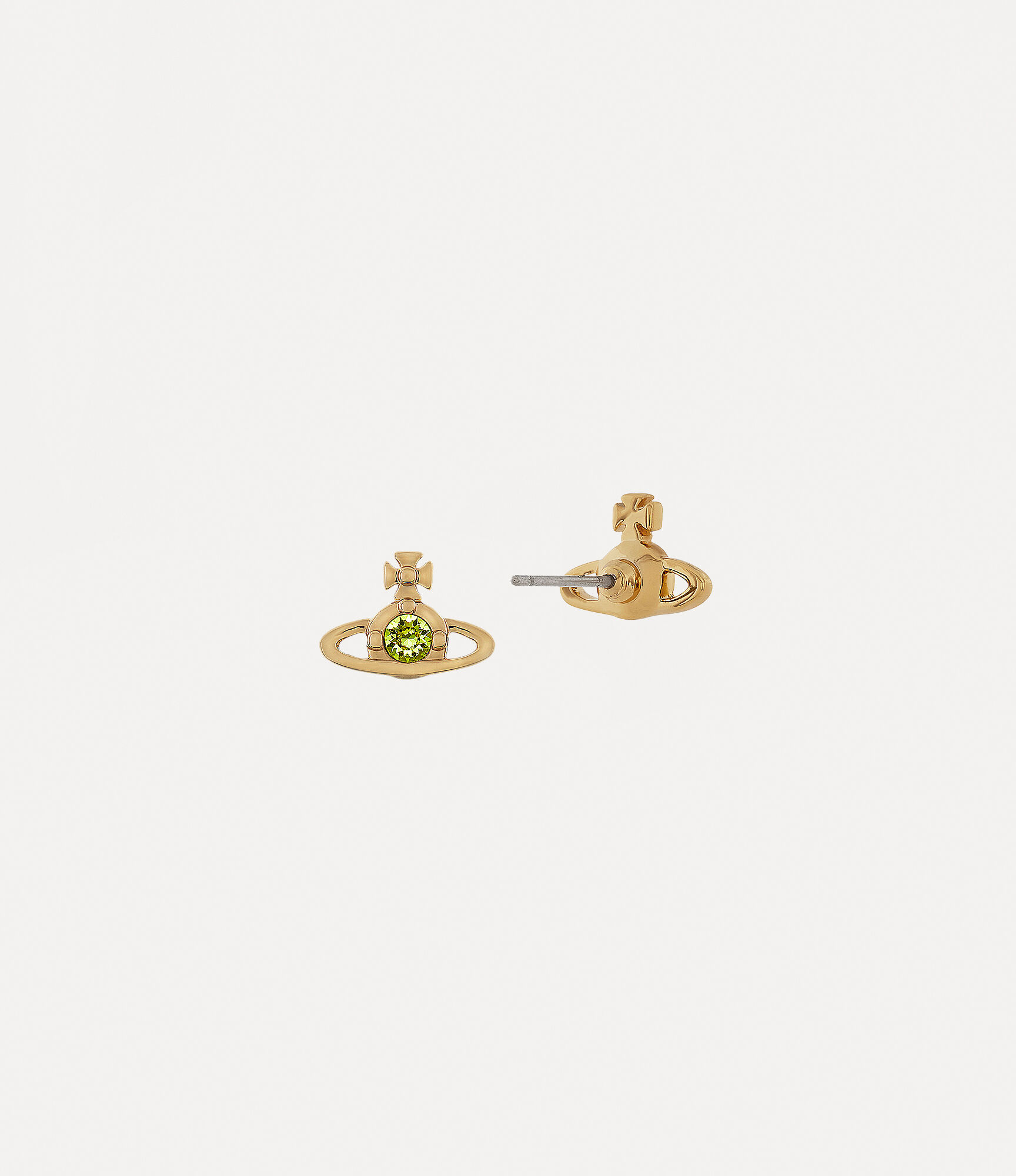 Nano Solitaire Earrings in GOLD-CITRUS-GREEN-Crystal | Vivienne