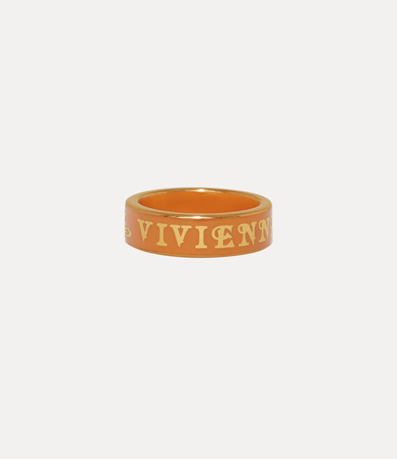 Vivienne Westwood Conduit Street Ring In Gold-orange-enamel