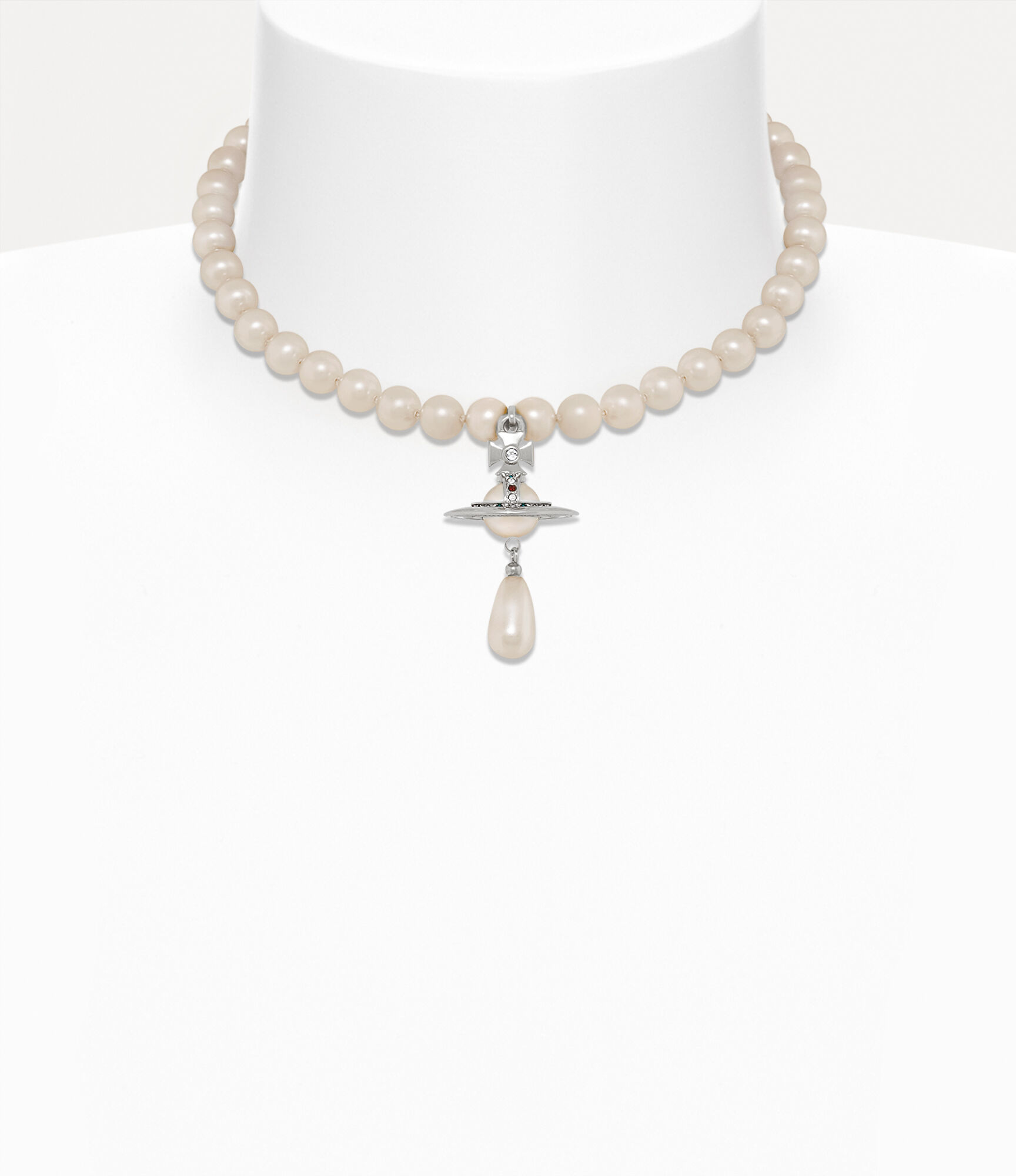One Row Pearl Drop Choker（铂金色/珍珠/多色） | Vivienne Westwood®