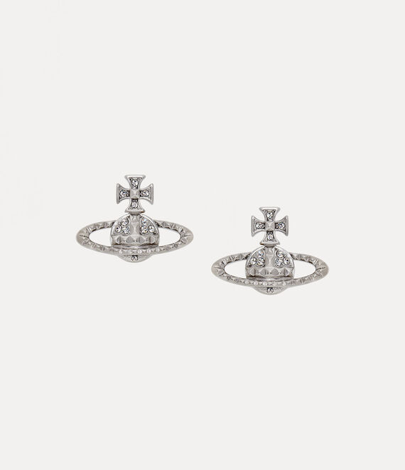 Mayfair Bas Relief Earrings in RHODIUM-Crystal | Vivienne Westwood®