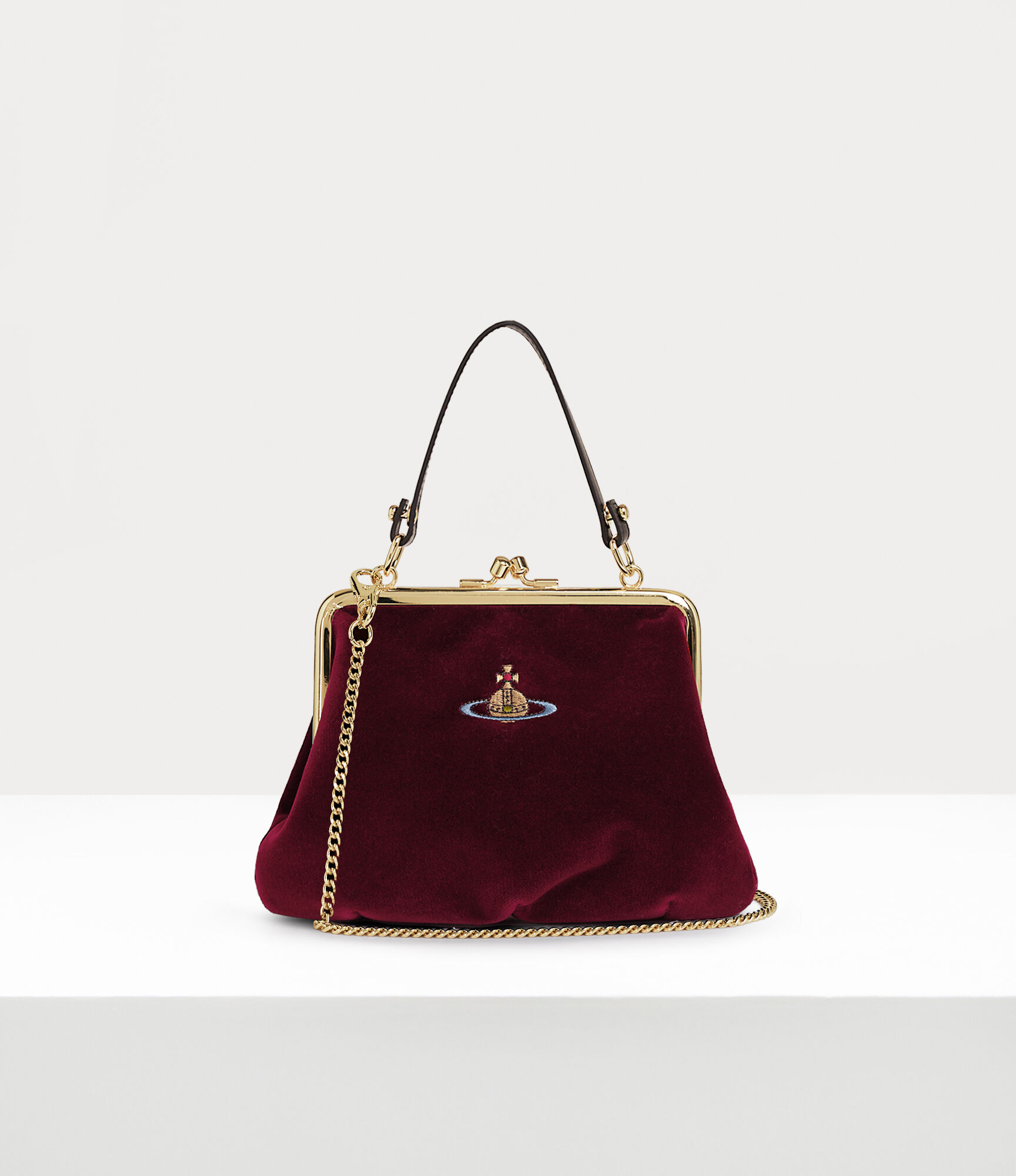 Vivienne Westwood Victoria Red Leather Square Chain Cross-Body Bag