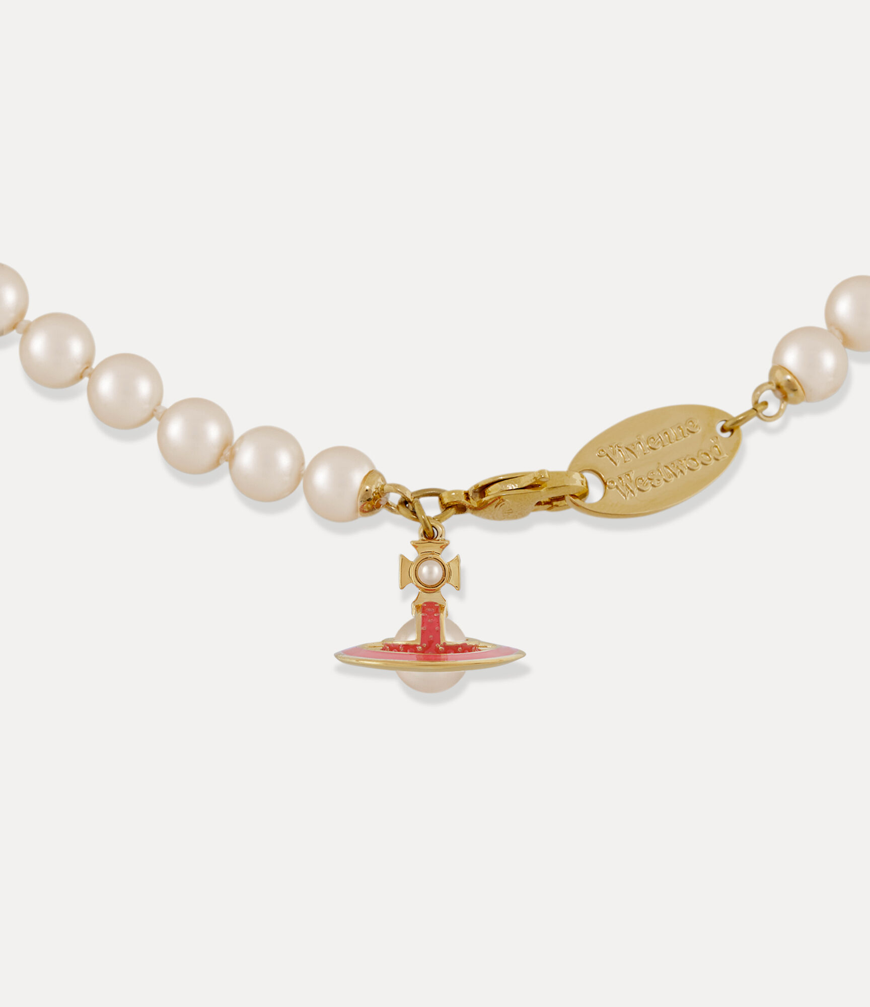 Simonetta Pearl Necklace in GOLD-CREAMROSE-Pearl-DARK-PINK-Enamel ...