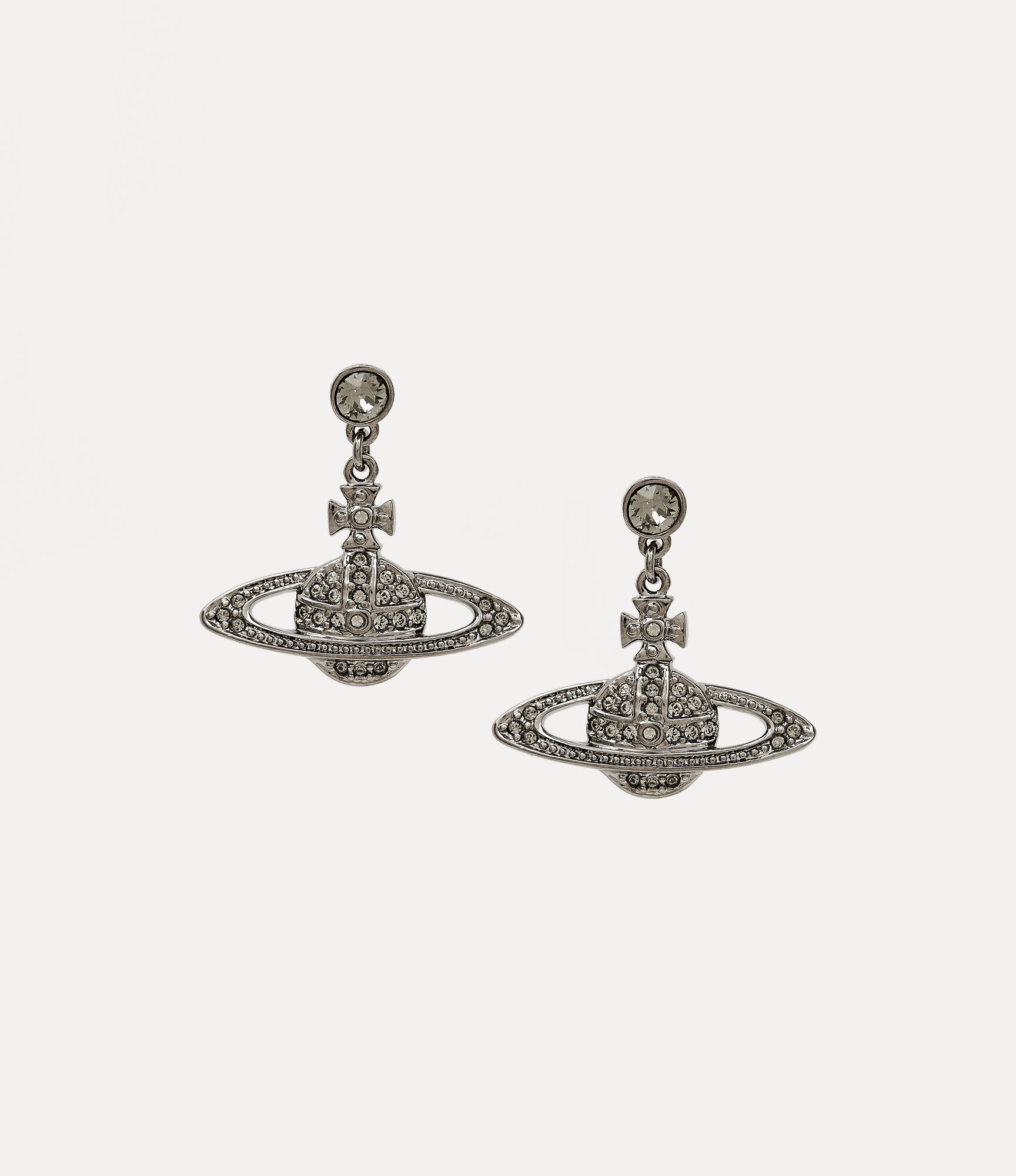 Mini bas relief drop earrings in ruthenium-black-diamond