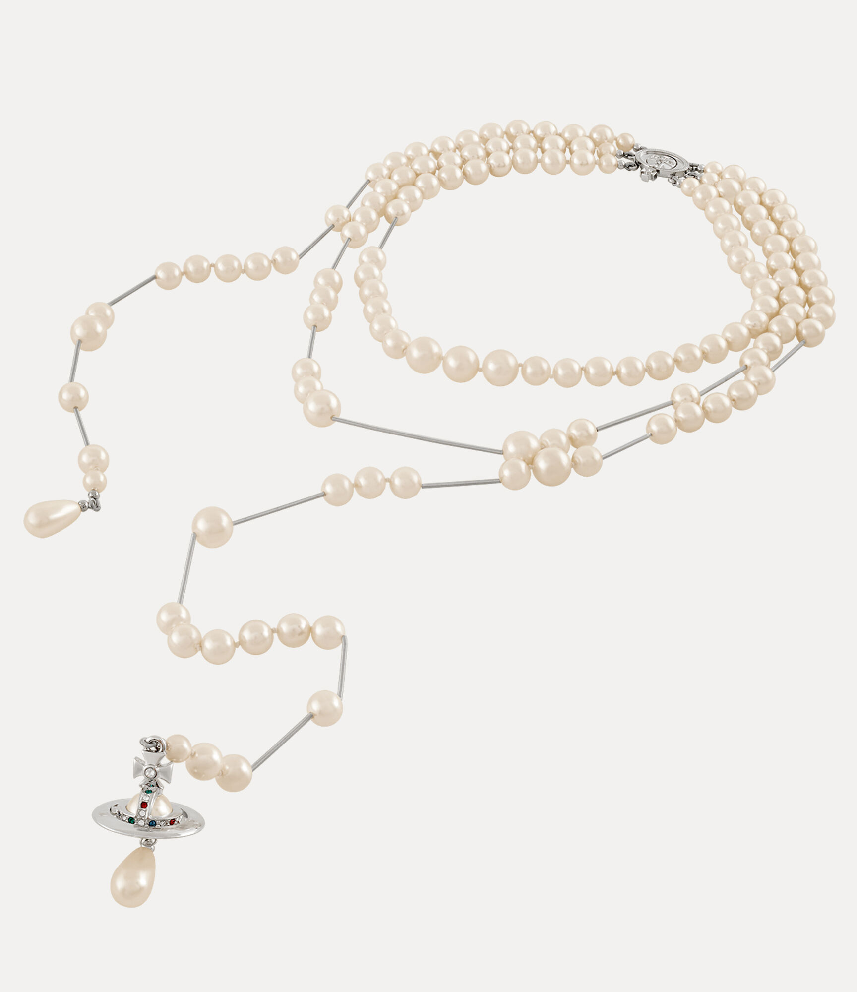 Broken Pearl Necklace in PLATINUM-PEARL-MULTI | Vivienne Westwood®
