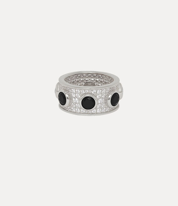 Shop Vivienne Westwood Ferruccio Ring In Platinum-white-black-cz-black-patina