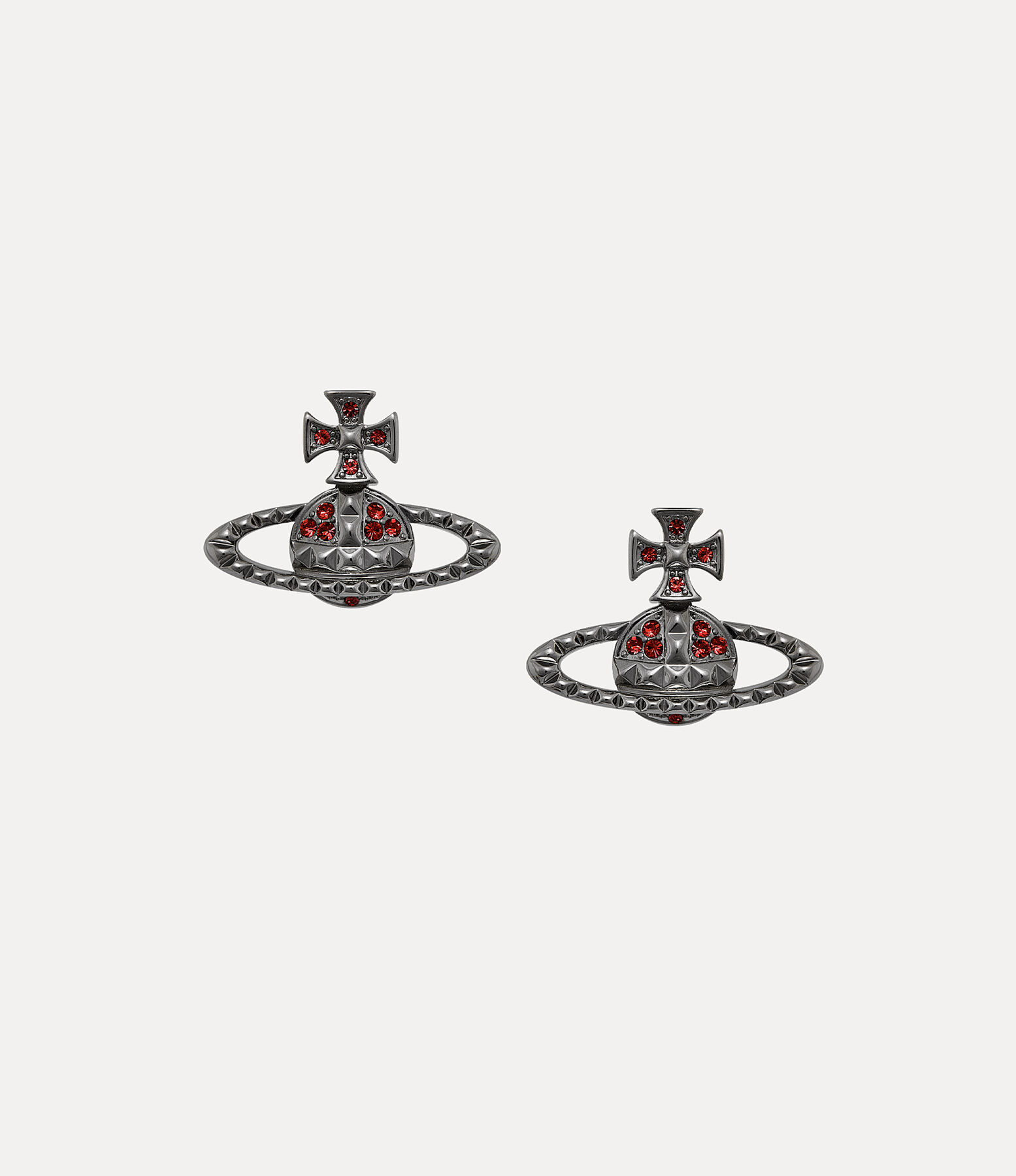 Mayfair Bas Relief Earrings in GUNMETAL-SIAM-Crystal | Vivienne