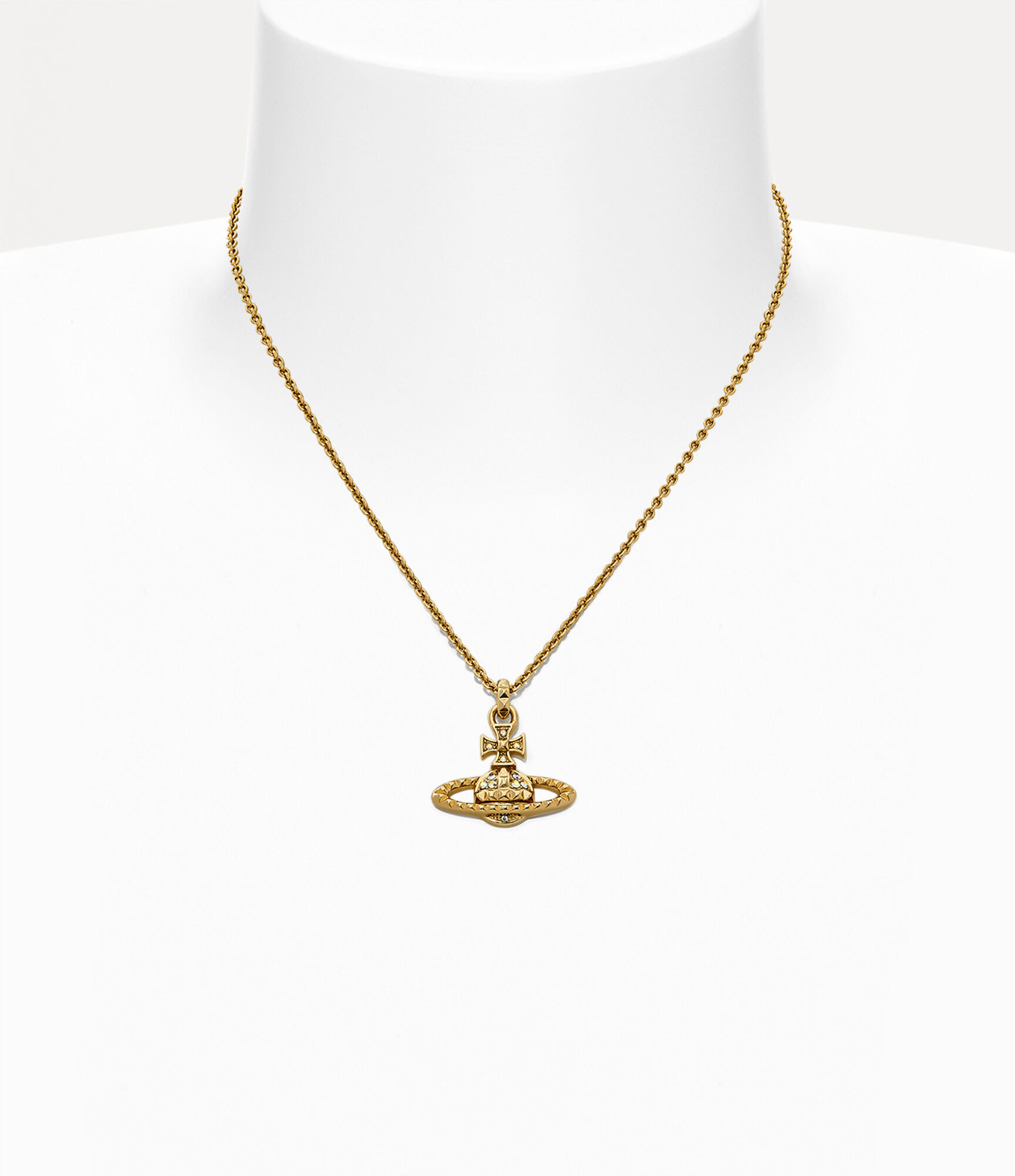 Mayfair Bas Relief Pendant Necklace in Gold-Crystal-AB | Vivienne 