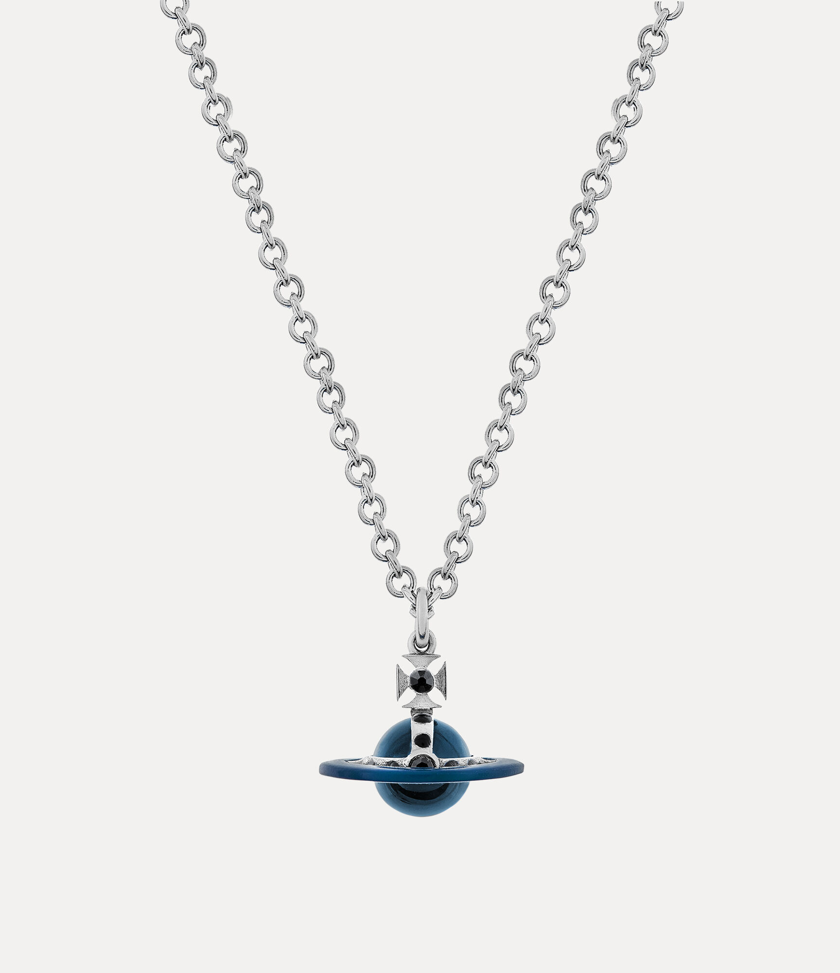 Man. Original Orb Pendant Necklace in platinum-dark-blue-enamel 