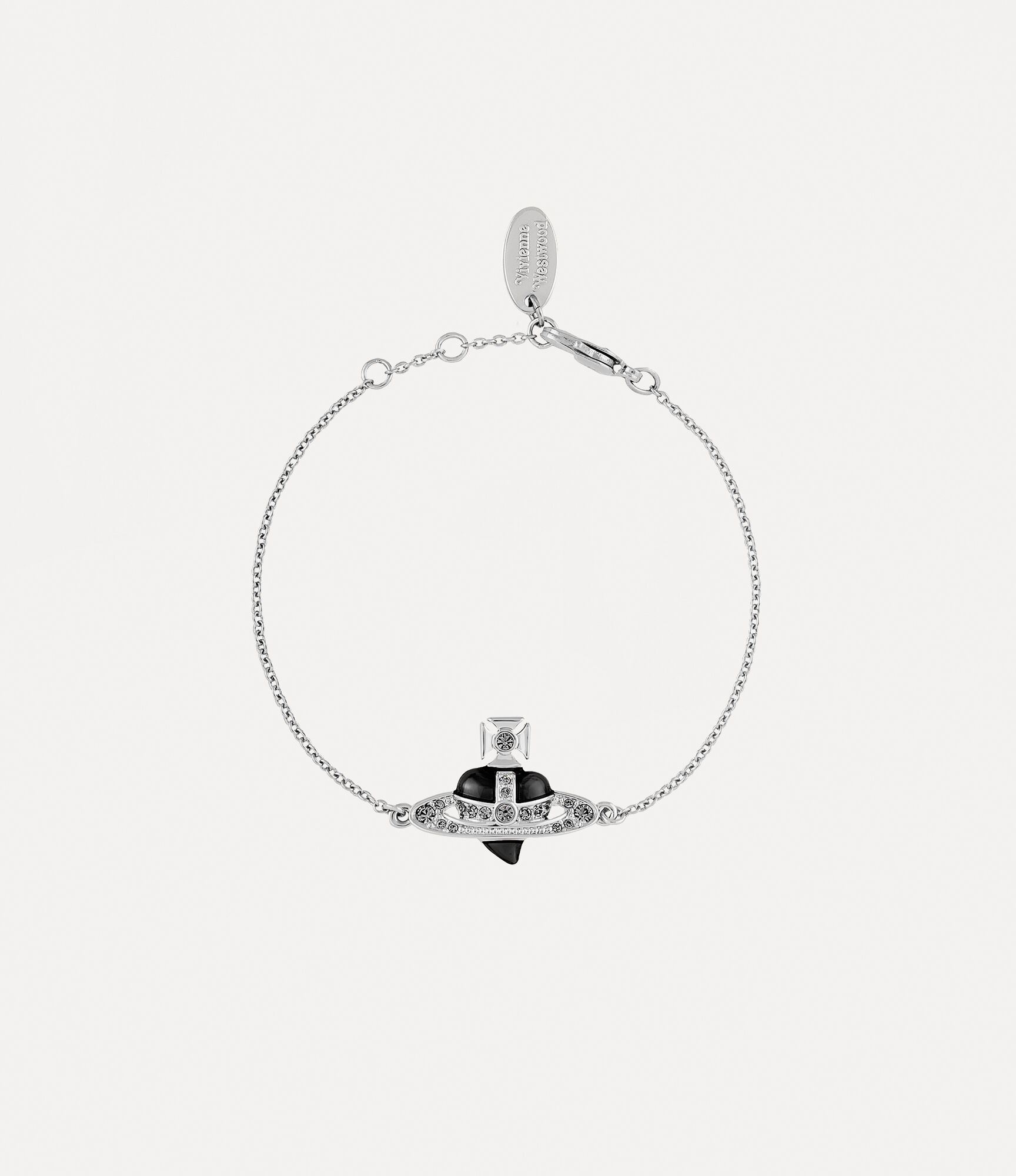 New Diamante Heart Bracelet in PLATINUM-BLACK-DIAMOND-Crystal-BLACK |  Vivienne Westwood®