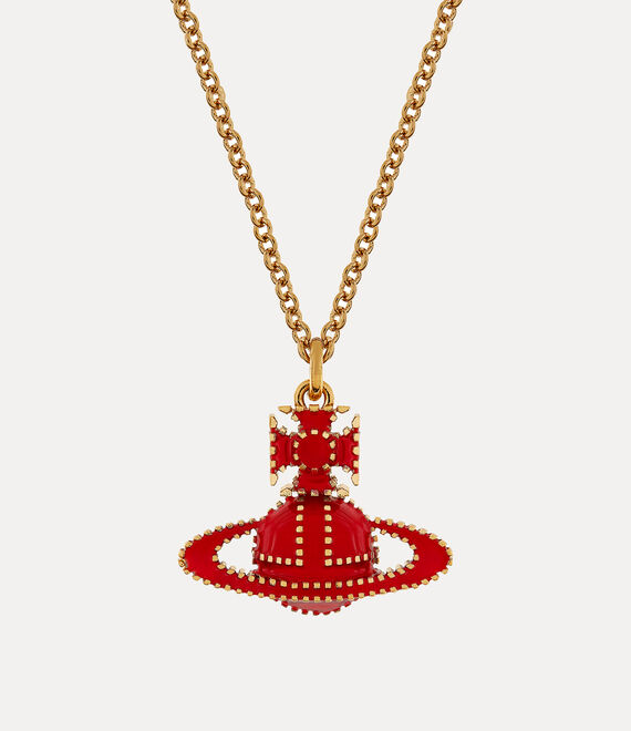 Amanda Bas Relief Pendant Necklace in GOLD-RED-Enamel | Vivienne Westwood®