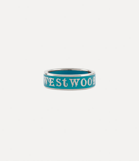Vivienne Westwood Conduit Street Ring In Platinum-turquoise-enamel