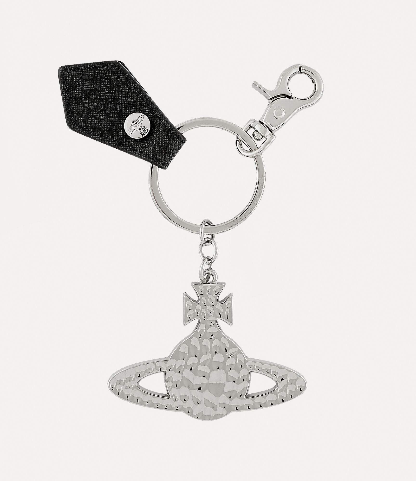 Saffiano Hammered Orb Keyring in BLACK-grain | Vivienne Westwood®