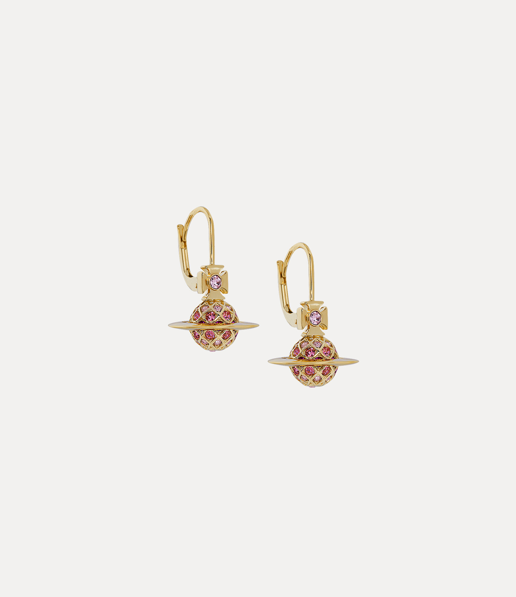 Vivienne Westwood Tiny Diamante Heart Earrings pink gold