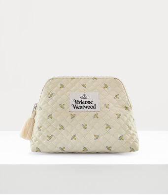 Quilted Large Wash Bag in BEIGE-MULTI