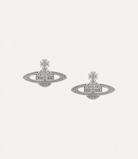 Vivienne Westwood Mini Bas Relief Earrings In Platinum-crystal-crystal
