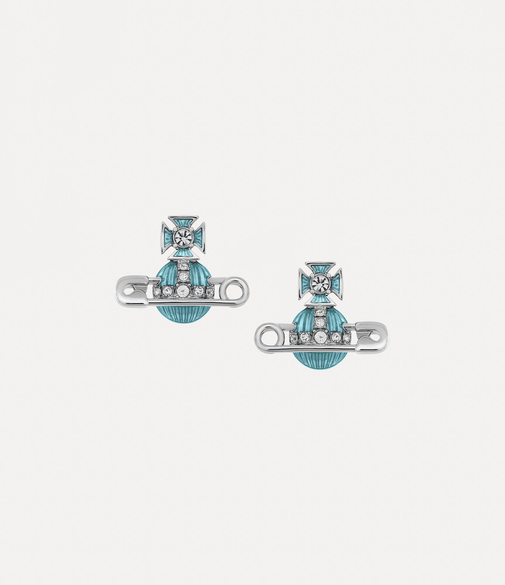 Kitty Earrings in platinum-crystal-aqua-bohemica-enamel | Vivienne