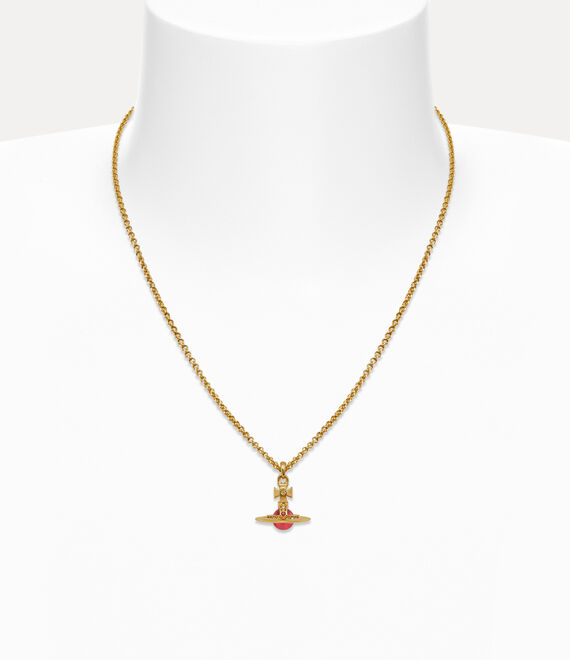 New Tiny Orb Pendant Necklace in GOLD-INDIAN-PINK-CZ
