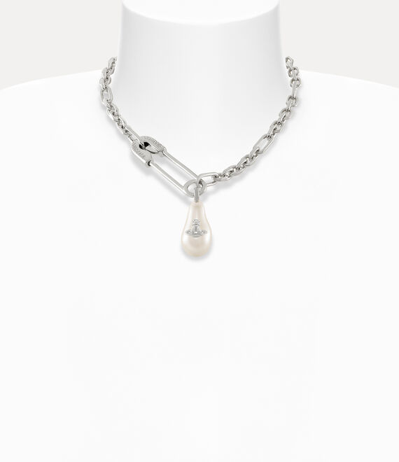 Yael Necklace in PLATINUM-CREAMROSE-Pearl | Vivienne Westwood®