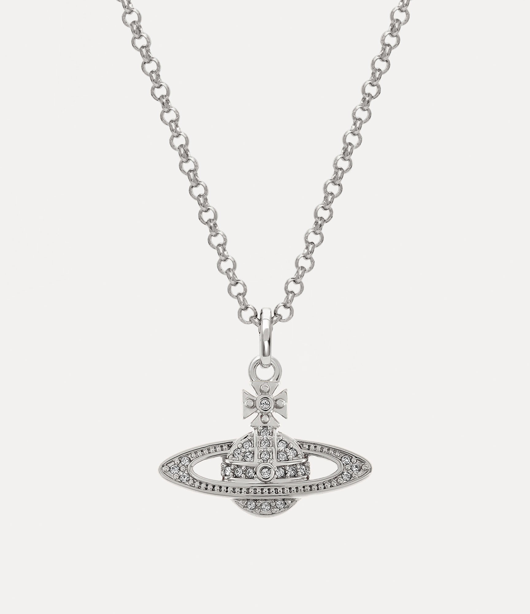 Mini Bas Relief Pendant Necklace in platinum-crystal | Vivienne
