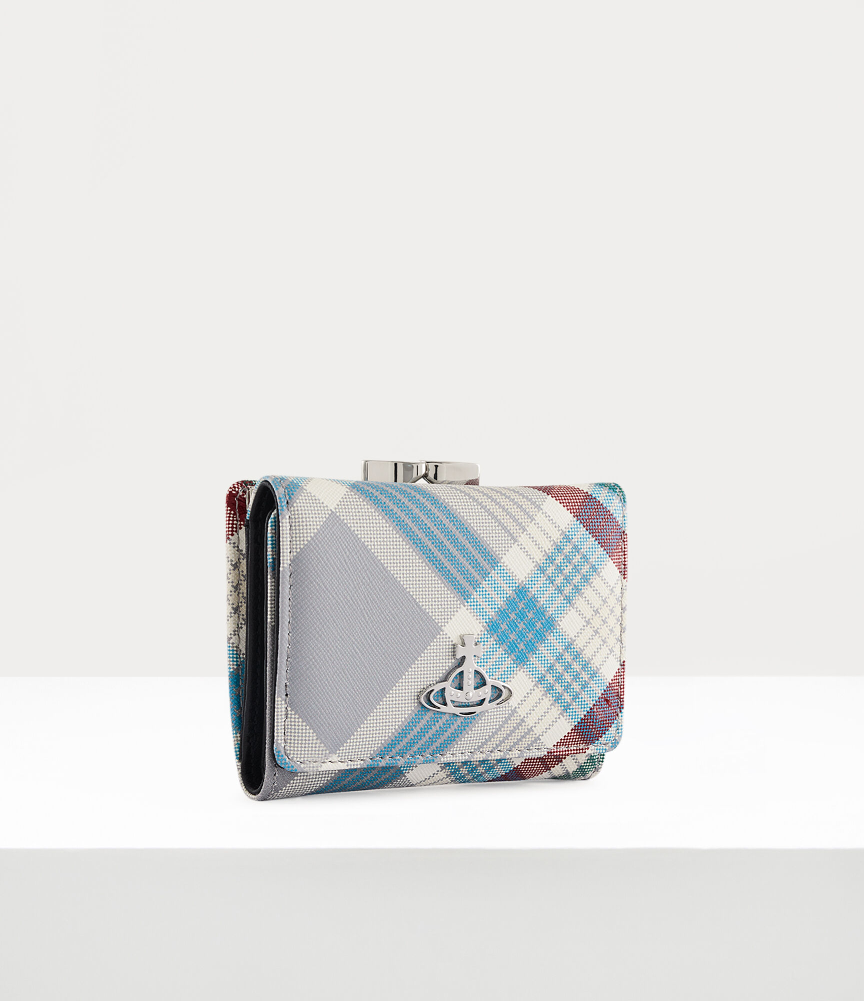 Saffiano Print Small Frame Wallet in madras-check | Vivienne Westwood®