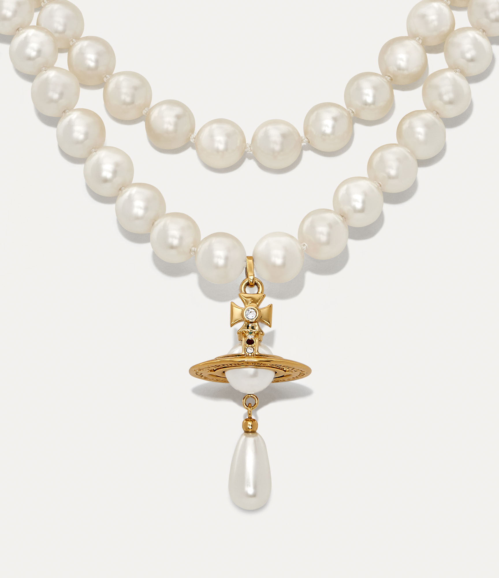 Three Row Pearl Drop Choker in Gold | Vivienne Westwood®