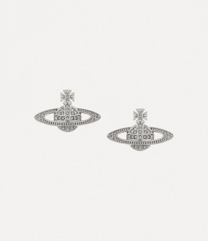 Mini Bas Relief Earrings in PLATINUM-CRYSTAL-Crystal | Vivienne Westwood®