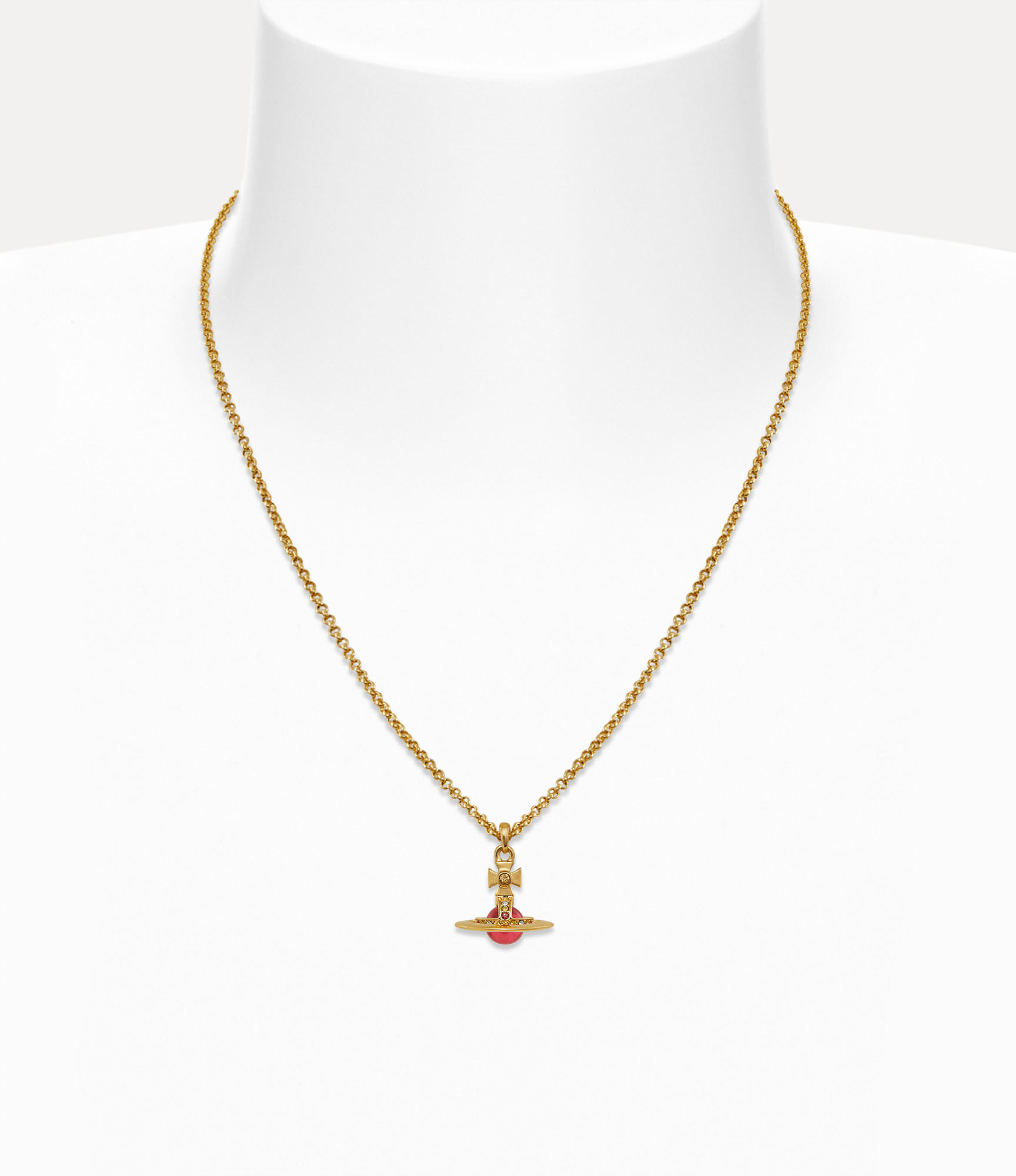 New Tiny Orb Pendant Necklace（金色/印第安粉方晶锆石/粉橙色/浅色 