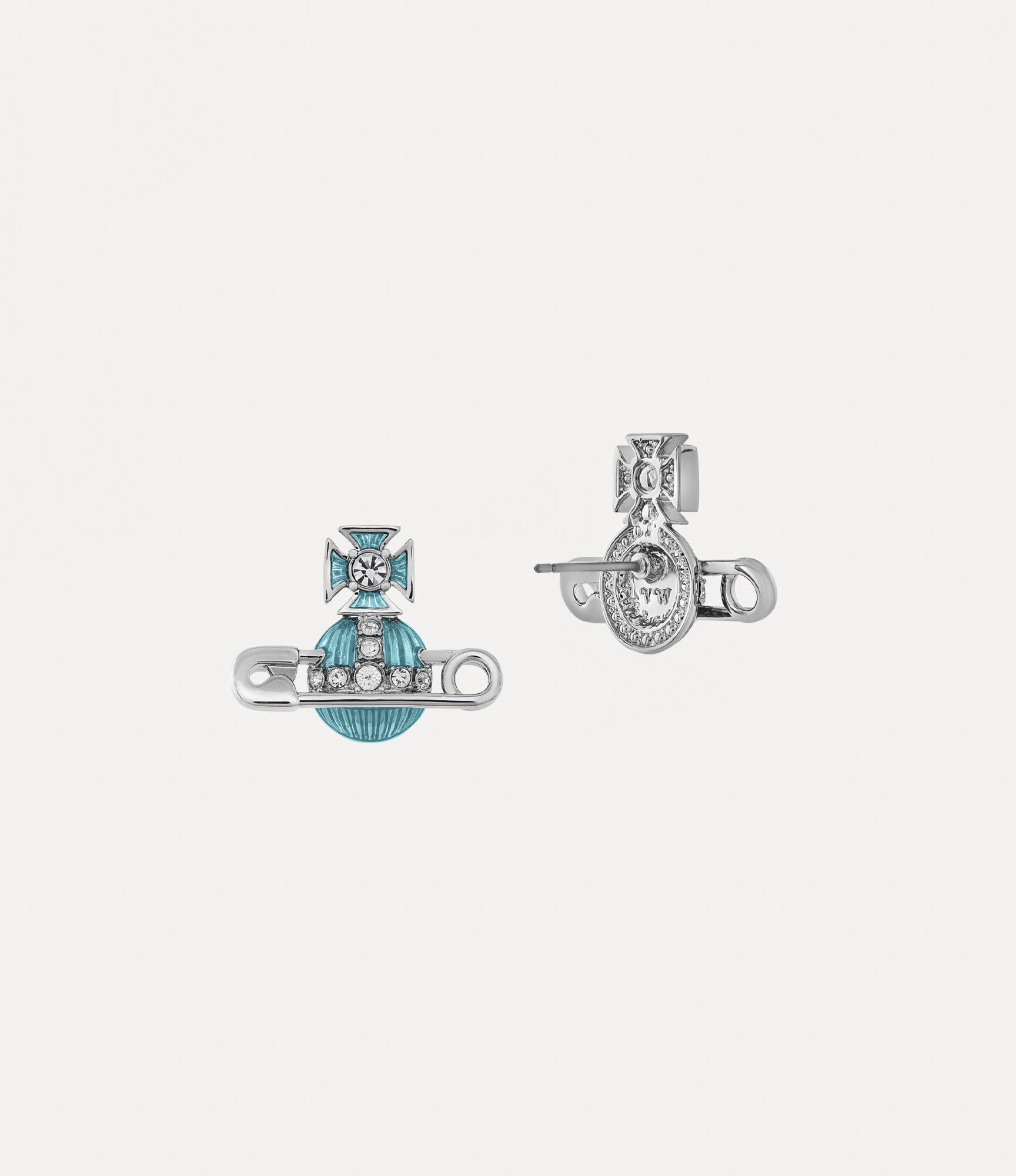 Kitty Earrings in platinum-crystal-aqua-bohemica-enamel | Vivienne