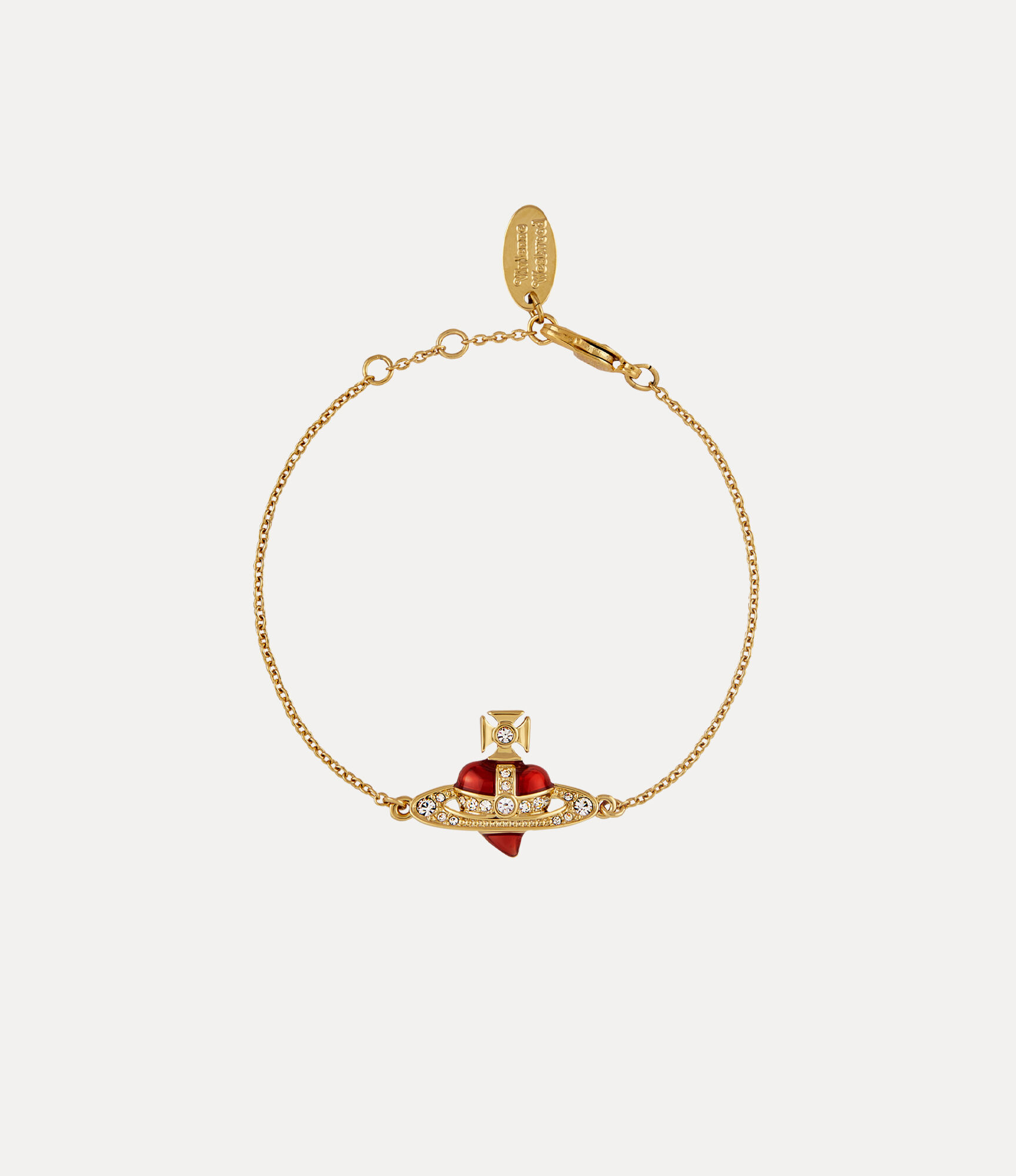 New Diamante Heart Bracelet（金色/水晶/印第安粉珐琅） | Vivienne Westwood®