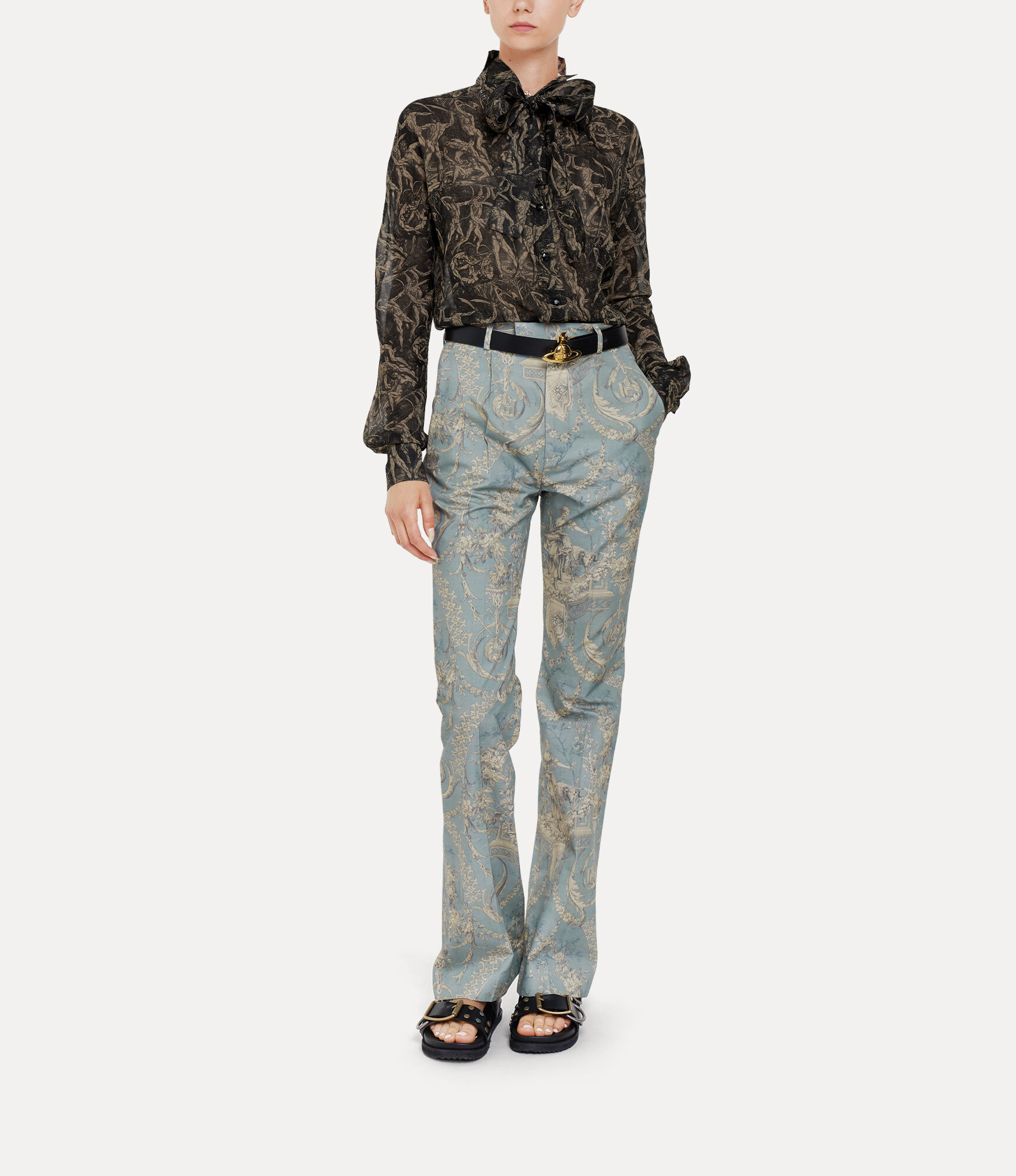 Gucci High-Rise Flared Floral Snake Print Trousers ($1,650) ❤ liked on  Polyvore featuring pants, multi… | Floral print pants, Floral pants, High  waisted flare pants